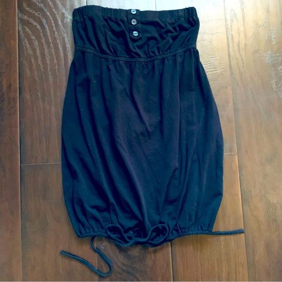 Ambiance Tops - Women's Black Strapless Tube Top with Bottom Drawstring | Size: S